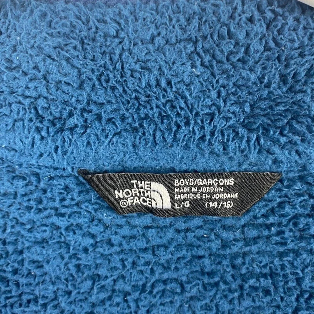 The North Face Fleece Jacket Kids Large Blue Sherpa Full Zip Pockets Casual Boys